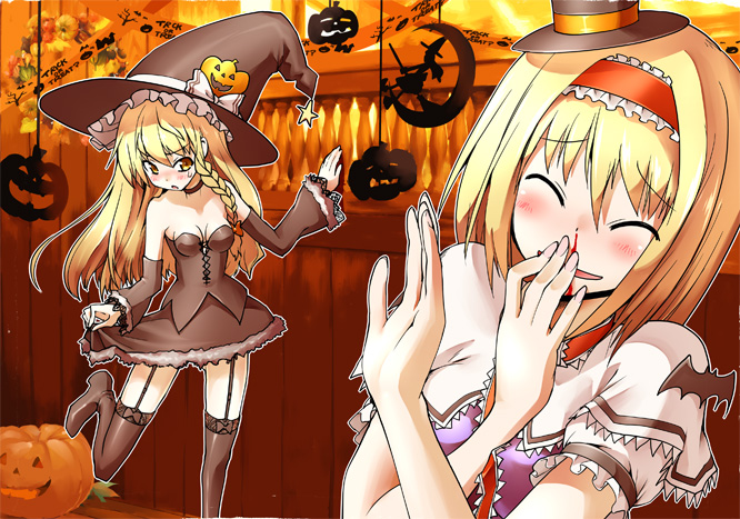 kirisame marisa and alice margatroid (touhou) drawn by yuugo_(atmosphere)