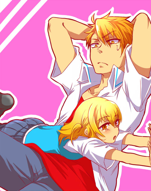shibasaki roka and kazama kenji (d-frag!) drawn by mijinko_(83nabe)