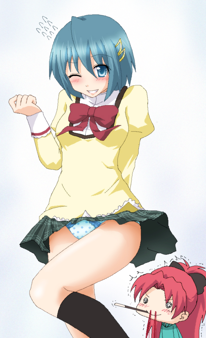 miki sayaka and sakura kyoko (mahou shoujo madoka magica) drawn by hayashiya_zankurou