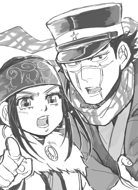 sugimoto saichi and asirpa (golden kamuy) drawn by osmt328