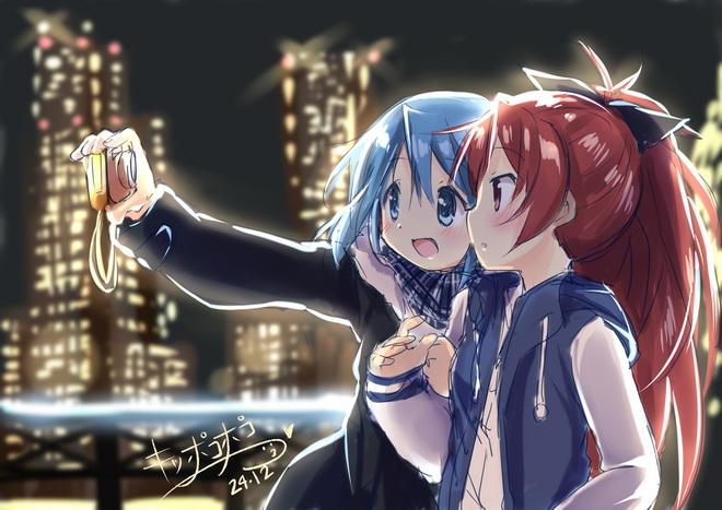 miki sayaka and sakura kyoko (mahou shoujo madoka magica) drawn by gleision_adain