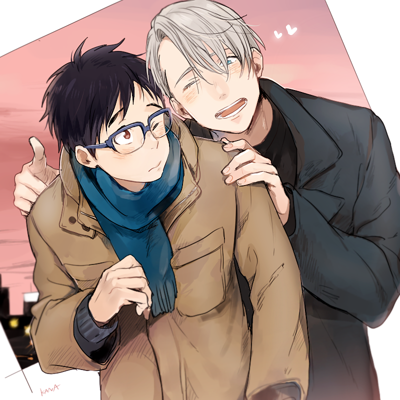 katsuki yuuri and viktor nikiforov (yuri!!! on ice) drawn by shina-love