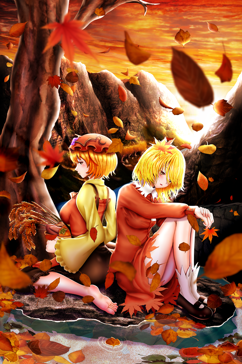 aki minoriko and aki shizuha (touhou) drawn by elcid_company