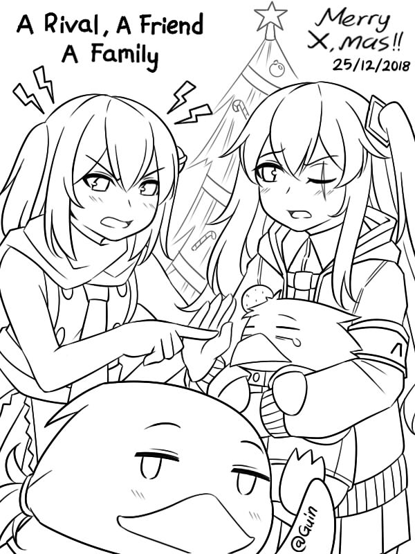 admiral, sendai, ump45, non-human admiral, sendai kai ni, and 2 more (kantai collection and 1 more) drawn by guin_guin