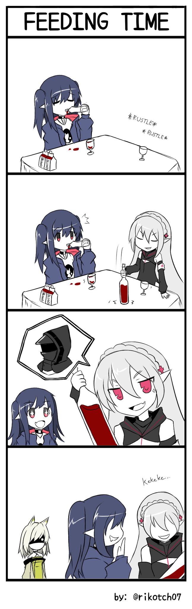 doctor, kal'tsit, warfarin, and closure (arknights) drawn by rikotch07