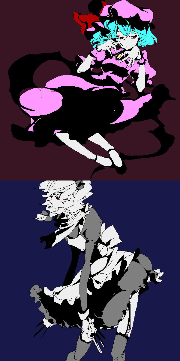 remilia scarlet and izayoi sakuya (touhou) drawn by yukizen