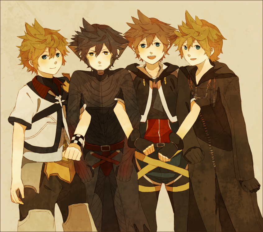 sora, roxas, ventus, and vanitas (kingdom hearts and 1 more) drawn by sana423