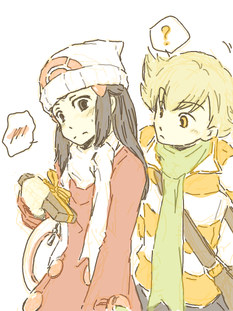 dawn and barry (pokemon and 1 more) drawn by kur_(kkur)
