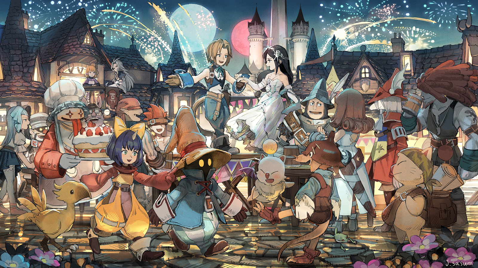 Zidane Tribal Garnet Til Alexandros Xvii Chocobo Kuja Eiko Carol And 14 More Final Fantasy And 1 More Drawn By Sasumata Jirou Danbooru
