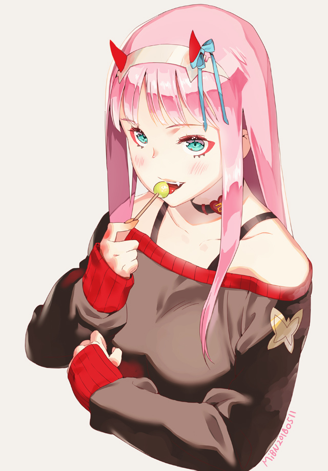 zero two (darling in the franxx) drawn by mibn