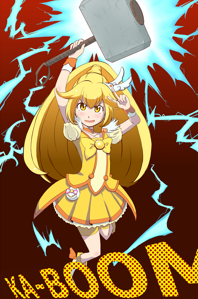 kise yayoi and cure peace (precure and 1 more) drawn by umazetto