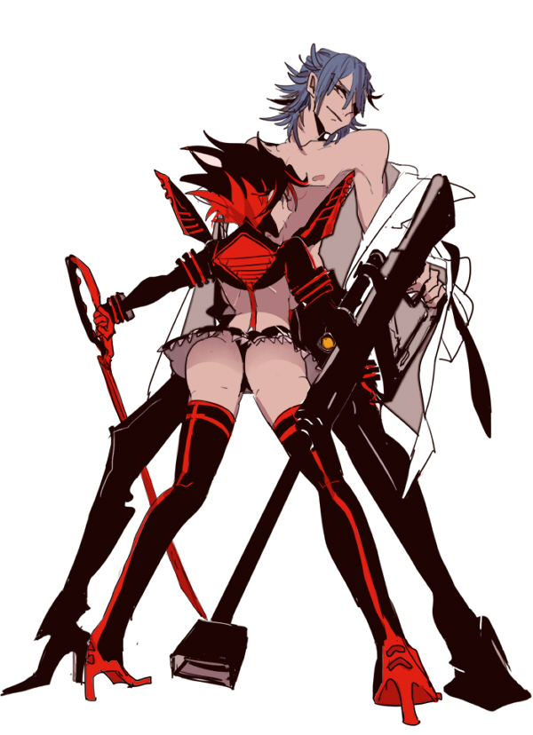 matoi ryuuko, senketsu, and mikisugi aikurou (kill la kill) drawn by suzuen