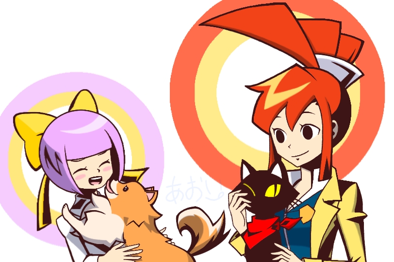 lynne, missile, cat, and kamila (ghost trick) drawn by aoi_aioi_(ibis)