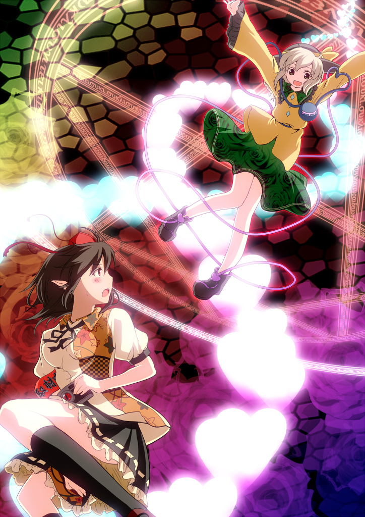 komeiji koishi and shameimaru aya (touhou and 1 more) drawn by irusu