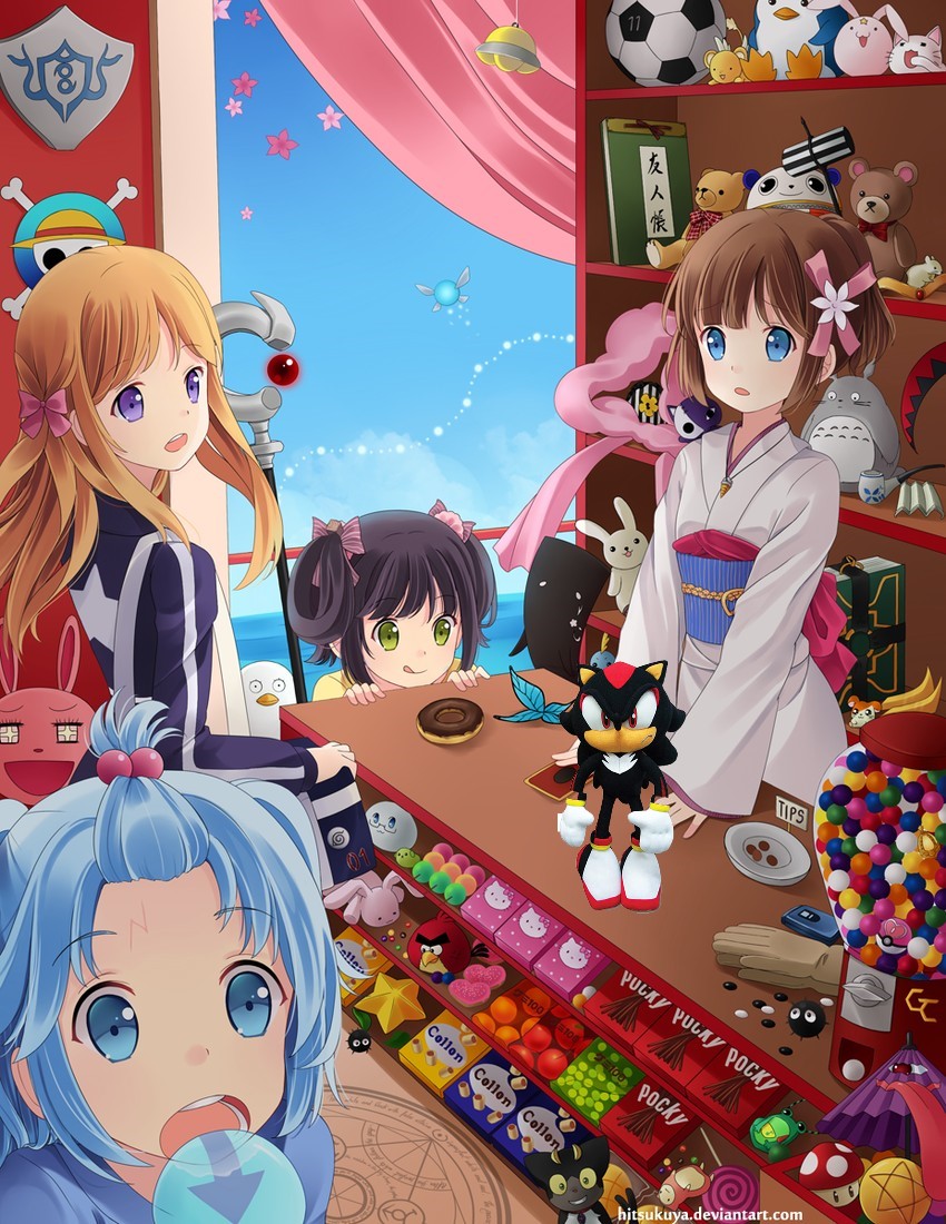 tatara kogasa, shadow the hedgehog, kero, kuma, hello kitty, and 13 more (original and 56 more) drawn by hitsukuya
