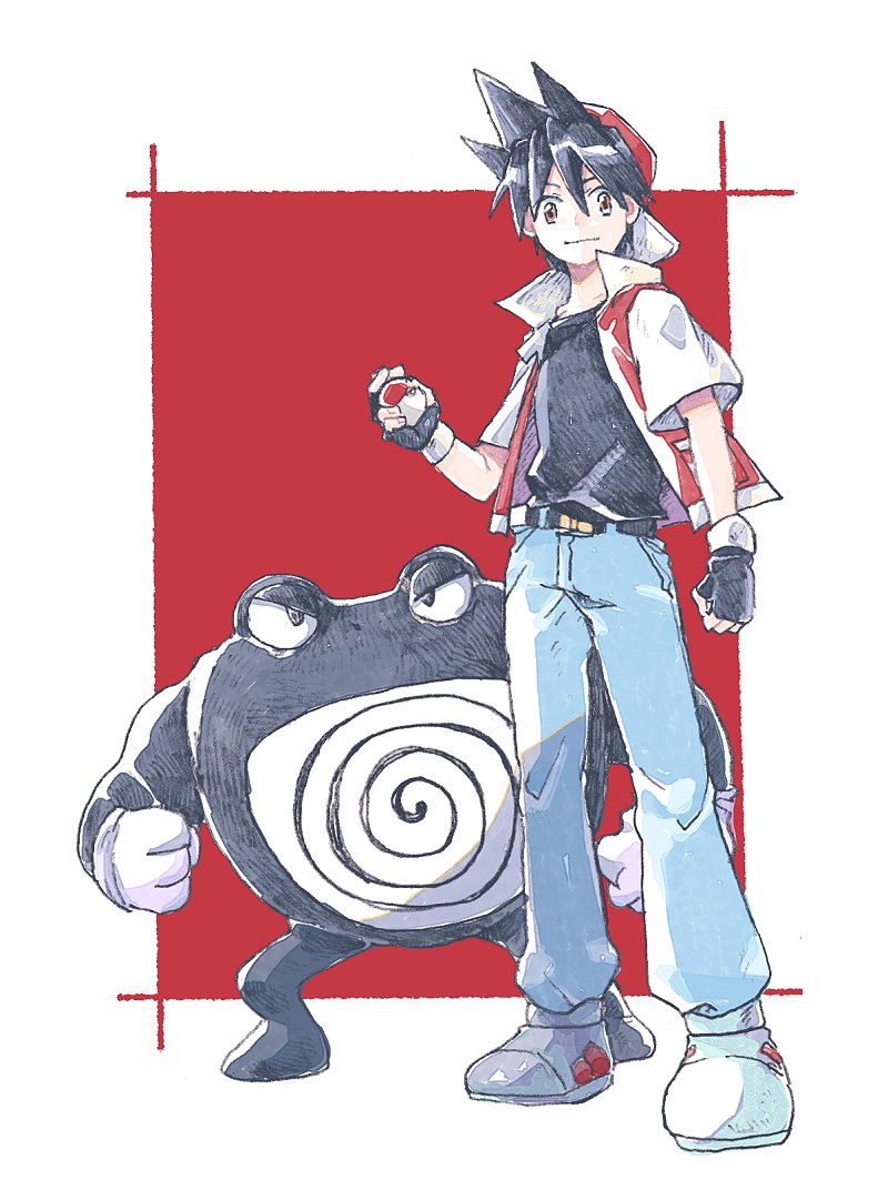 red and poliwrath (pokemon and 1 more) drawn by michibata_65