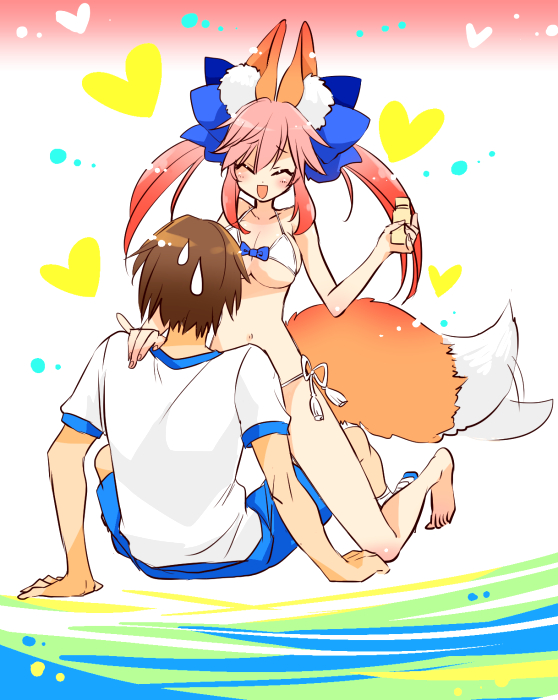 tamamo, tamamo no mae, and kishinami hakuno (fate and 1 more) drawn by yakan_(kusogaki_teikoku)