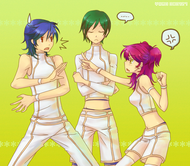 nena trinity, michael trinity, and johann trinity (gundam and 1 more) drawn by yamo_(sky2world)