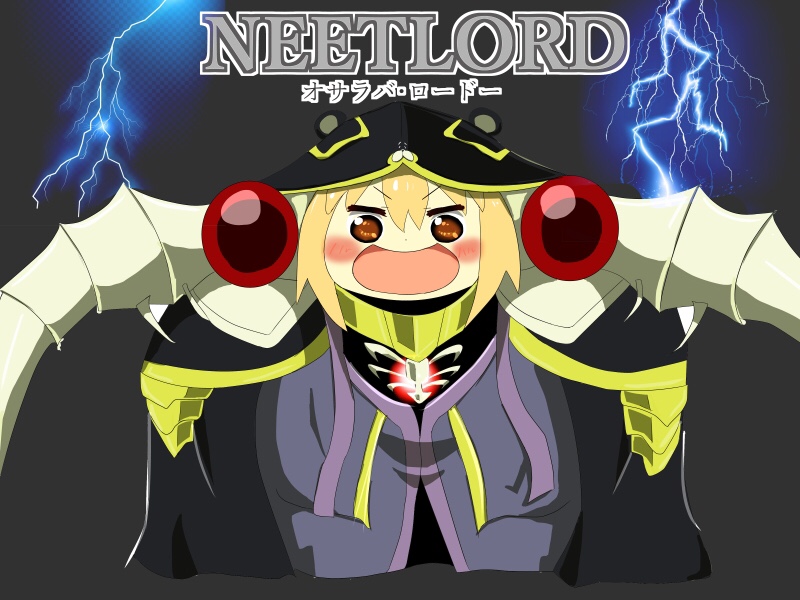 doma umaru, ainz ooal gown, and komaru (overlord and 1 more) drawn by rias_shiki
