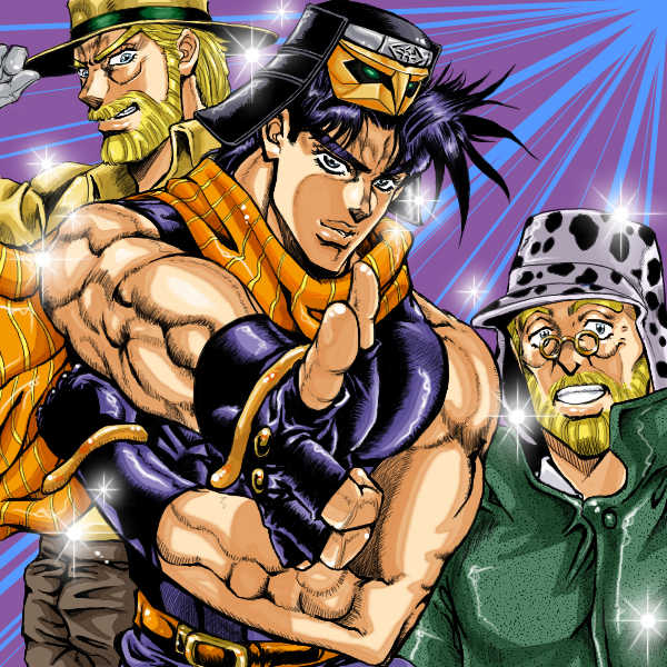 joseph joestar, deneb, and ootsuka houchuu (jojo no kimyou na bouken and 5 more) drawn by black-son