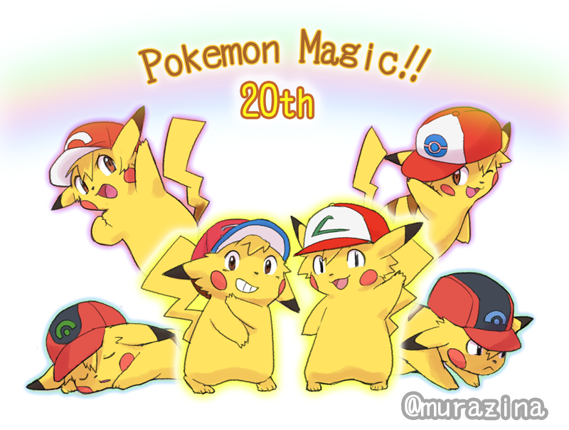 pikachu and ash ketchum (pokemon and 5 more) drawn by muraziti-zu