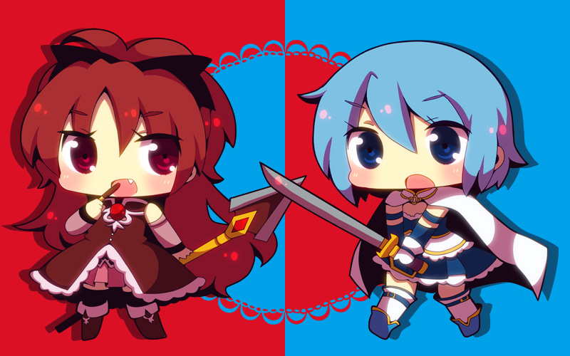 miki sayaka and sakura kyoko (mahou shoujo madoka magica) drawn by nasa_yu