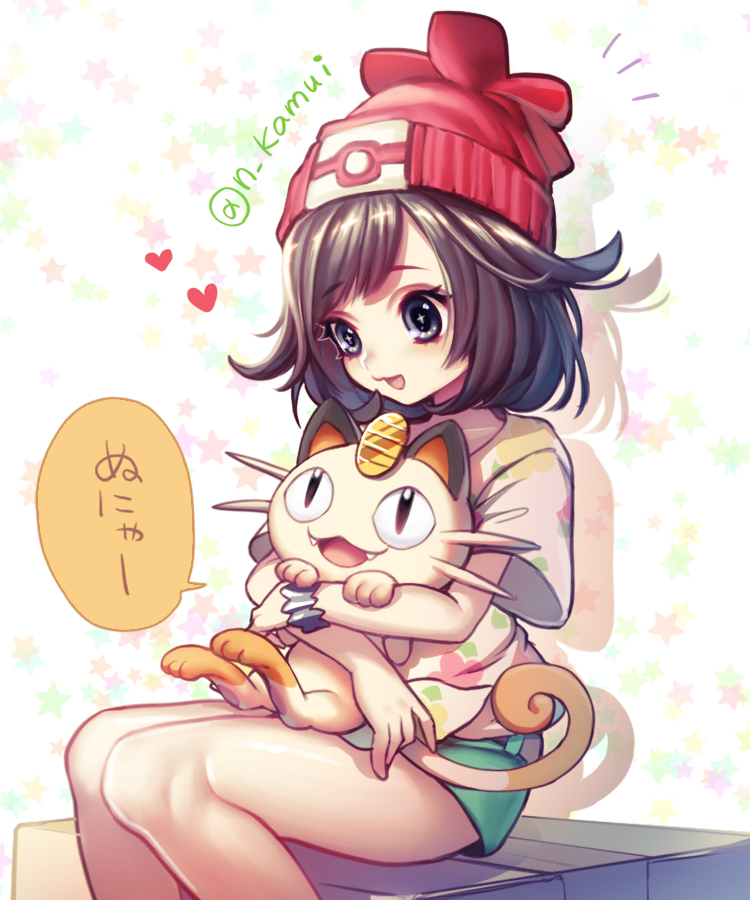 selene and meowth (pokemon and 1 more) drawn by kamui_natsuki