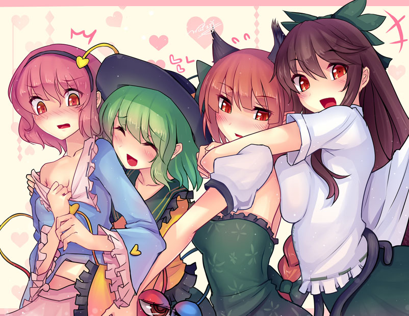 komeiji koishi, komeiji satori, kaenbyou rin, and reiuji utsuho (touhou) drawn by walzrj