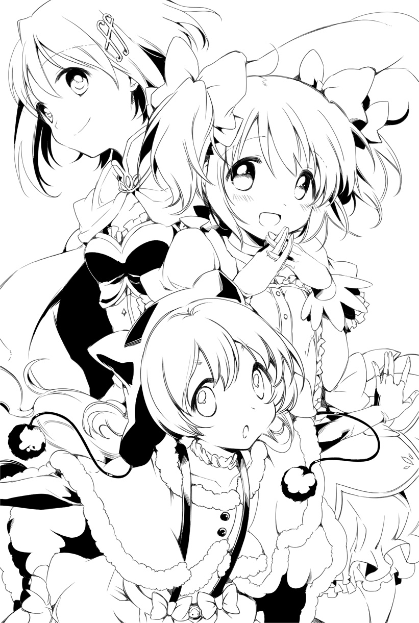 kaname madoka, miki sayaka, and momoe nagisa (mahou shoujo madoka magica and 1 more) drawn by yamada_ako