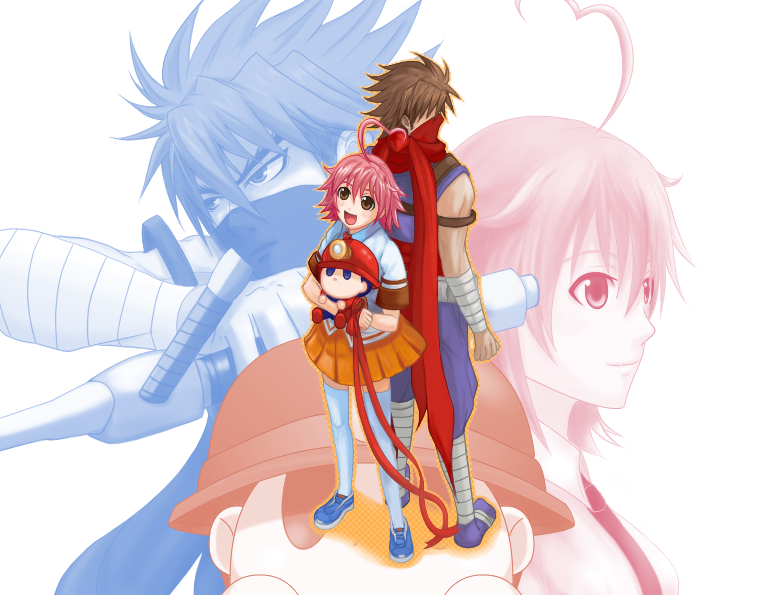 strider hiryuu, aino heart, and spelunker (m.u.g.e.n and 3 more) drawn by roku91