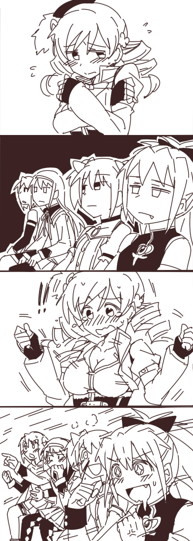akemi homura, kaname madoka, miki sayaka, sakura kyoko, and tomoe mami (mahou shoujo madoka magica) drawn by hobbang