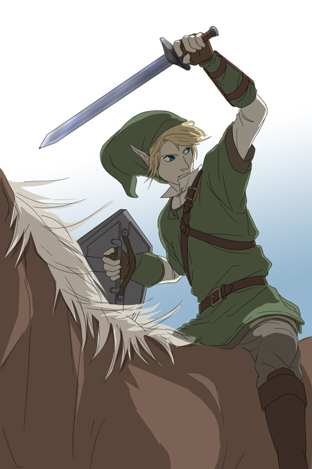 link and epona (the legend of zelda and 1 more) drawn by gb_(doubleleaf)
