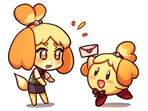kirby and isabelle (kirby and 2 more) drawn by kataro