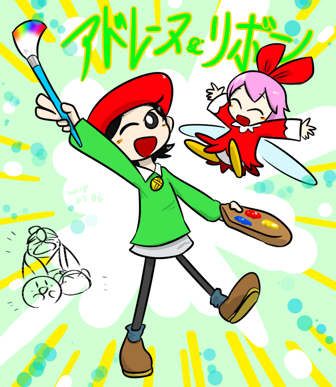 kirby, king dedede, bandana waddle dee, adeleine, and ribbon (kirby and 2 more)