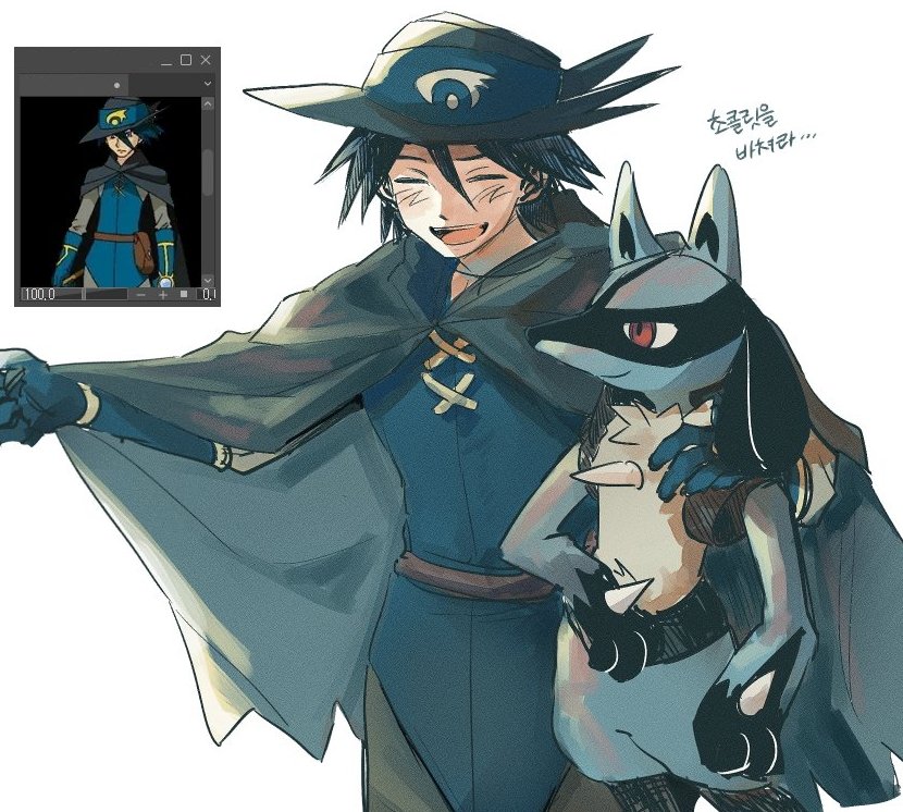 lucario and sir aaron (pokemon and 2 more) drawn by kong_(6ki3ki)