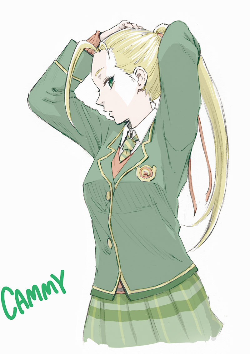 cammy white and school uniform cammy (street fighter and 1 more) drawn by coelacanth_(gyotaku)