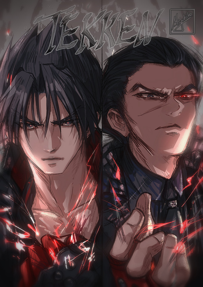 kazama jin and mishima kazuya (tekken and 1 more) drawn by miyukiko
