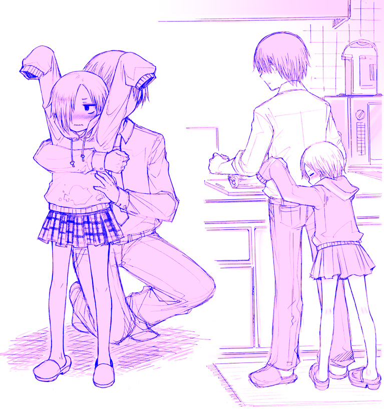 producer and shirasaka koume (idolmaster and 1 more) drawn by ruiko_(sad)