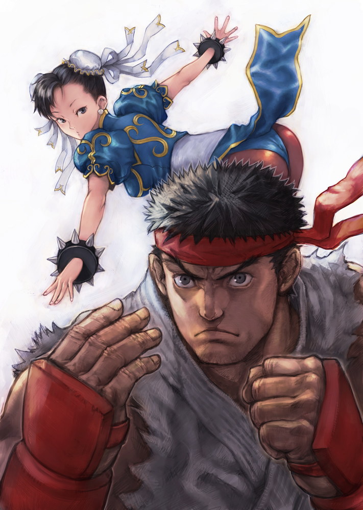 chun-li and ryu (street fighter) drawn by boyaking
