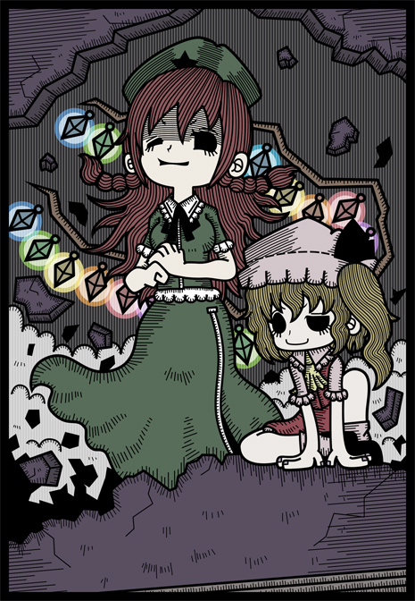 flandre scarlet and hong meiling (touhou) drawn by genkidaun