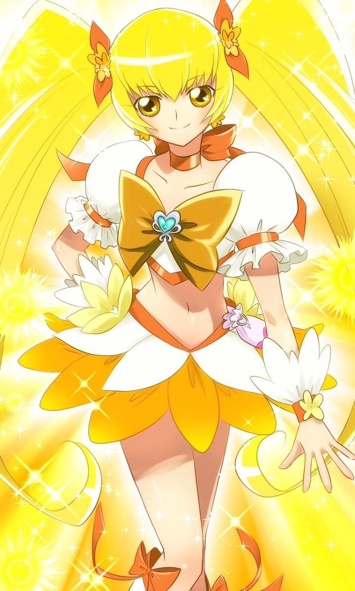 myoudouin itsuki and cure sunshine (precure and 1 more) drawn by momoiro_manjiryuu