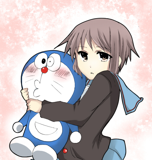 nagato yuki and doraemon (suzumiya haruhi no yuuutsu and 1 more) drawn by a.ringo