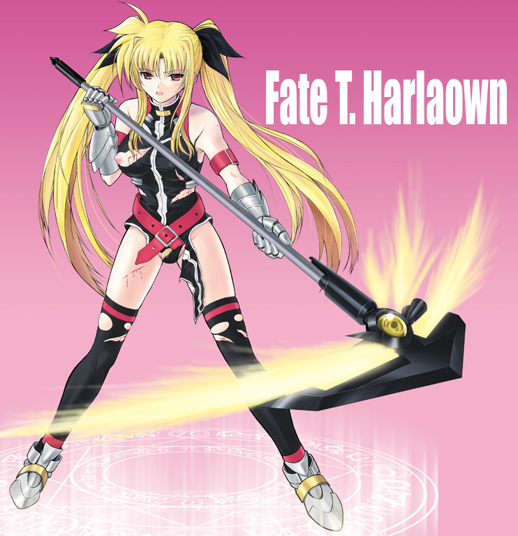 fate testarossa and bardiche (lyrical nanoha and 1 more) drawn by alpine