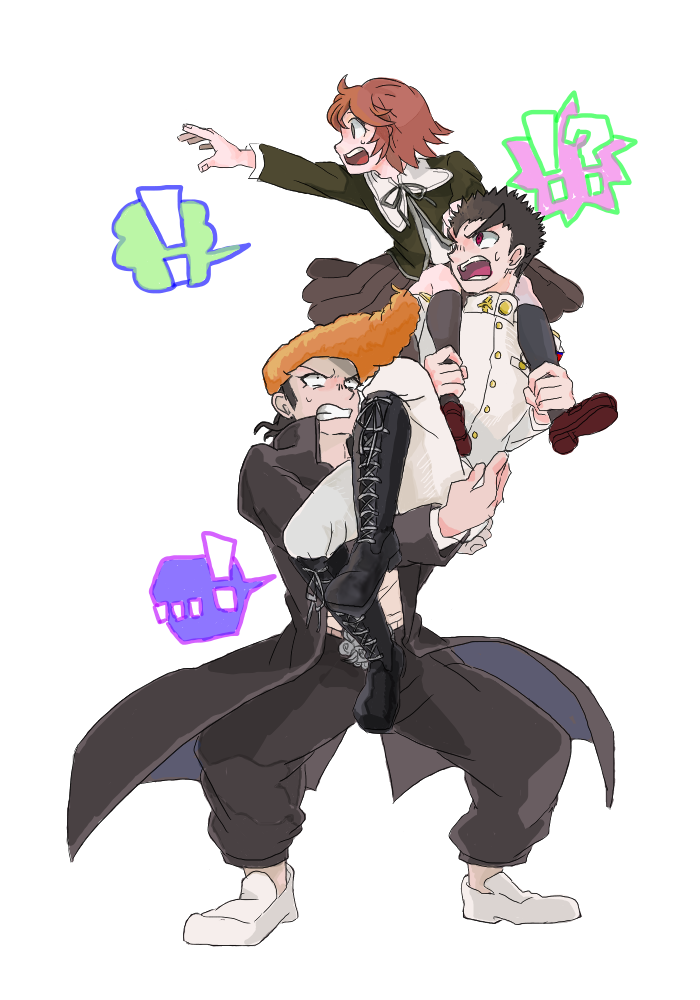 fujisaki chihiro, ishimaru kiyotaka, and owada mondo (danganronpa and 1 more) drawn by dashimaki_(konbukahamusuta)