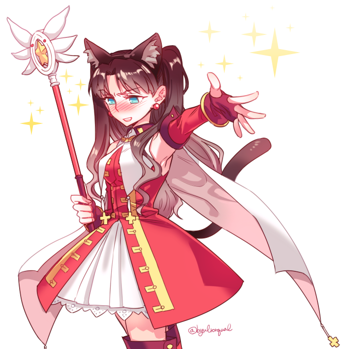 tohsaka rin, magical ruby, and kaleido ruby (fate and 1 more) drawn by byulrorqual