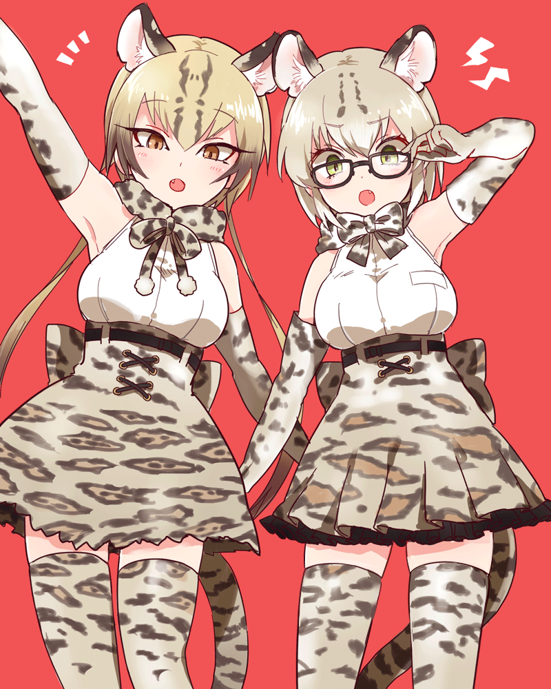 margay and ocelot (kemono friends) drawn by 50yen_(gojiue)