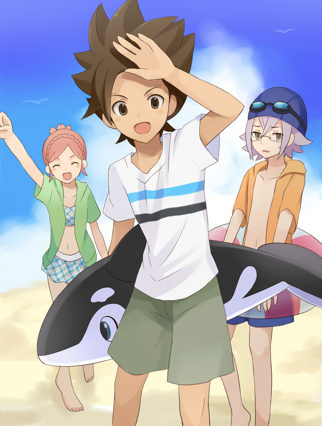matatagi hayato, nozaki sakura, and manabe jin'ichirou (inazuma eleven and 2 more) drawn by barufoa