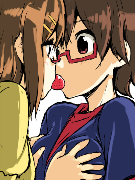 hirasawa yui and manabe nodoka (k-on!) drawn by hamao