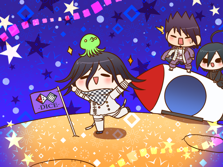oma kokichi, saihara shuichi, and momota kaito (danganronpa and 1 more) drawn by yumaru_(marumarumaru)