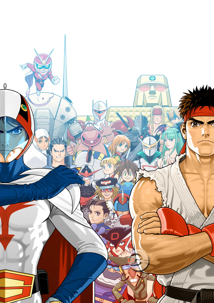 chun-li, morrigan aensland, ryu, roll, doronjo, and 19 more (street fighter and 23 more) drawn by mori_toshiaki